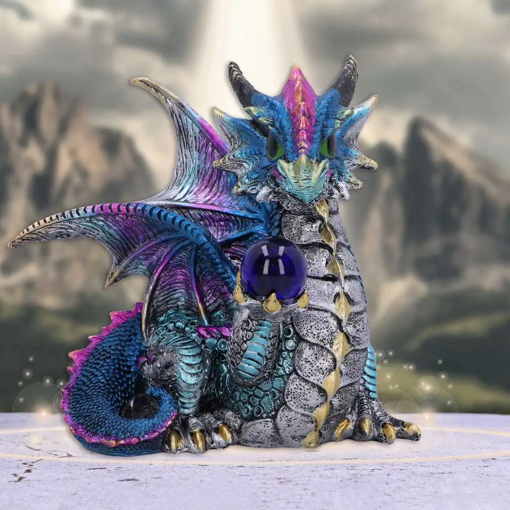 Figurine orb hoard dragon blue